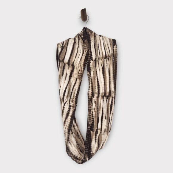 J. Jill Infinity Scarf Brown Ikat Dye Infinity Scarf 100% Cotton Infinity Scarf - Picture 1 of 5
